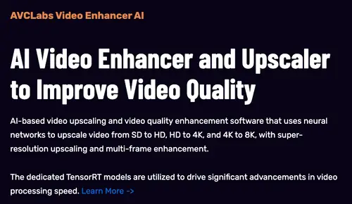 AVCLabs Video Enhancer homepage