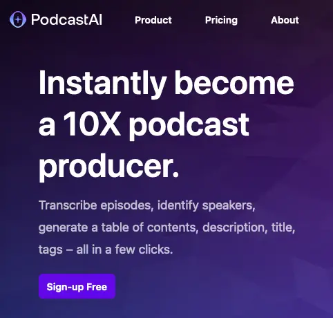 Podcast AI homepage