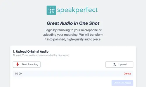 SpeakPerfect ai homepage
