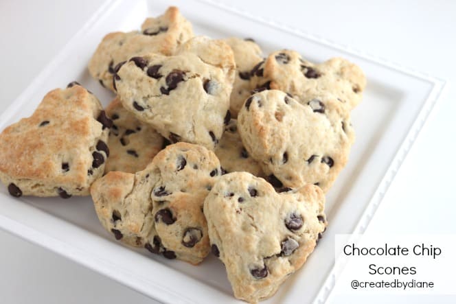 Heart Shaped Chocolate Chip Scones