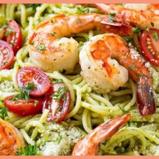A picture of 15-Minute Spicy Shrimp With Pesto Noodles