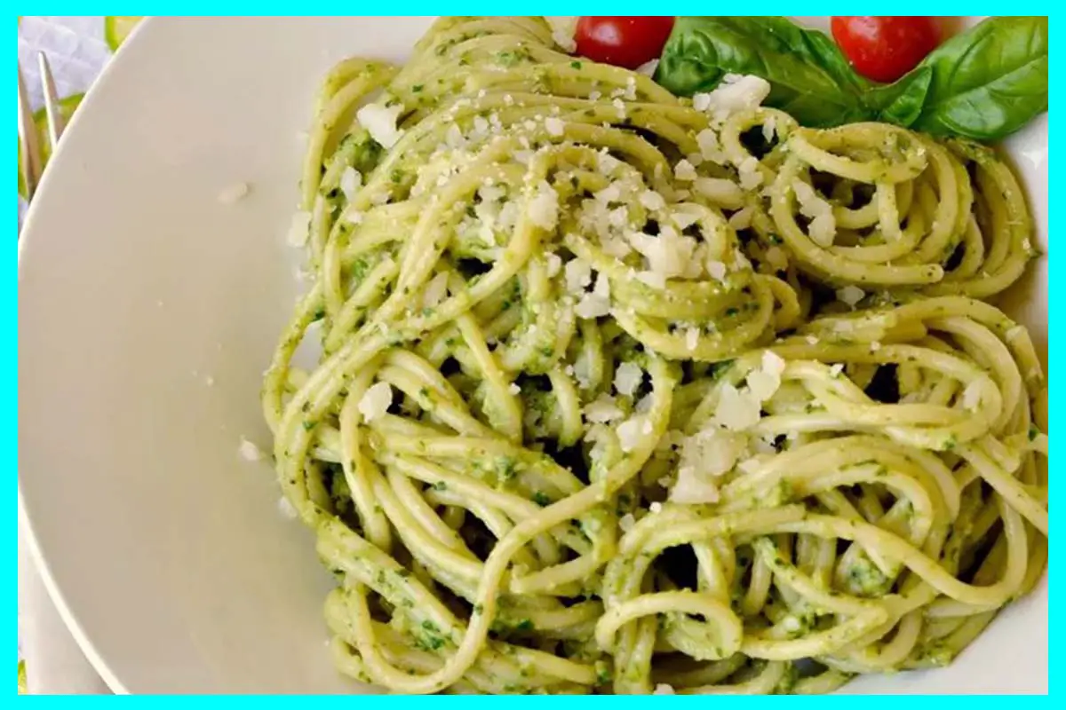 20-Minute Lemon Pesto Penne in a white place