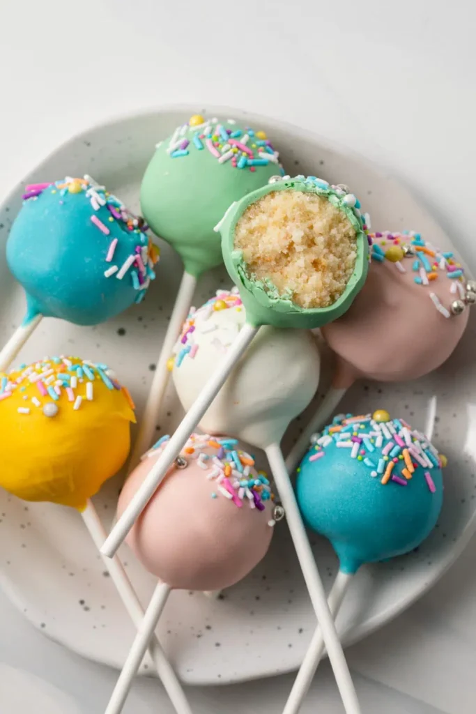 8 Cake pops on a white plates
