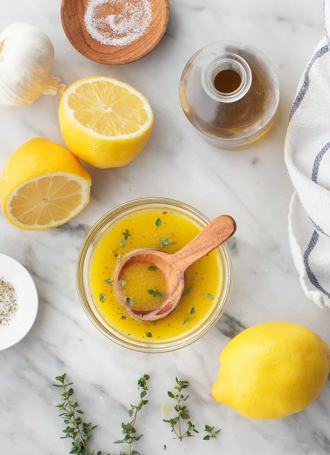 lemon vinaigrette dressing on a table