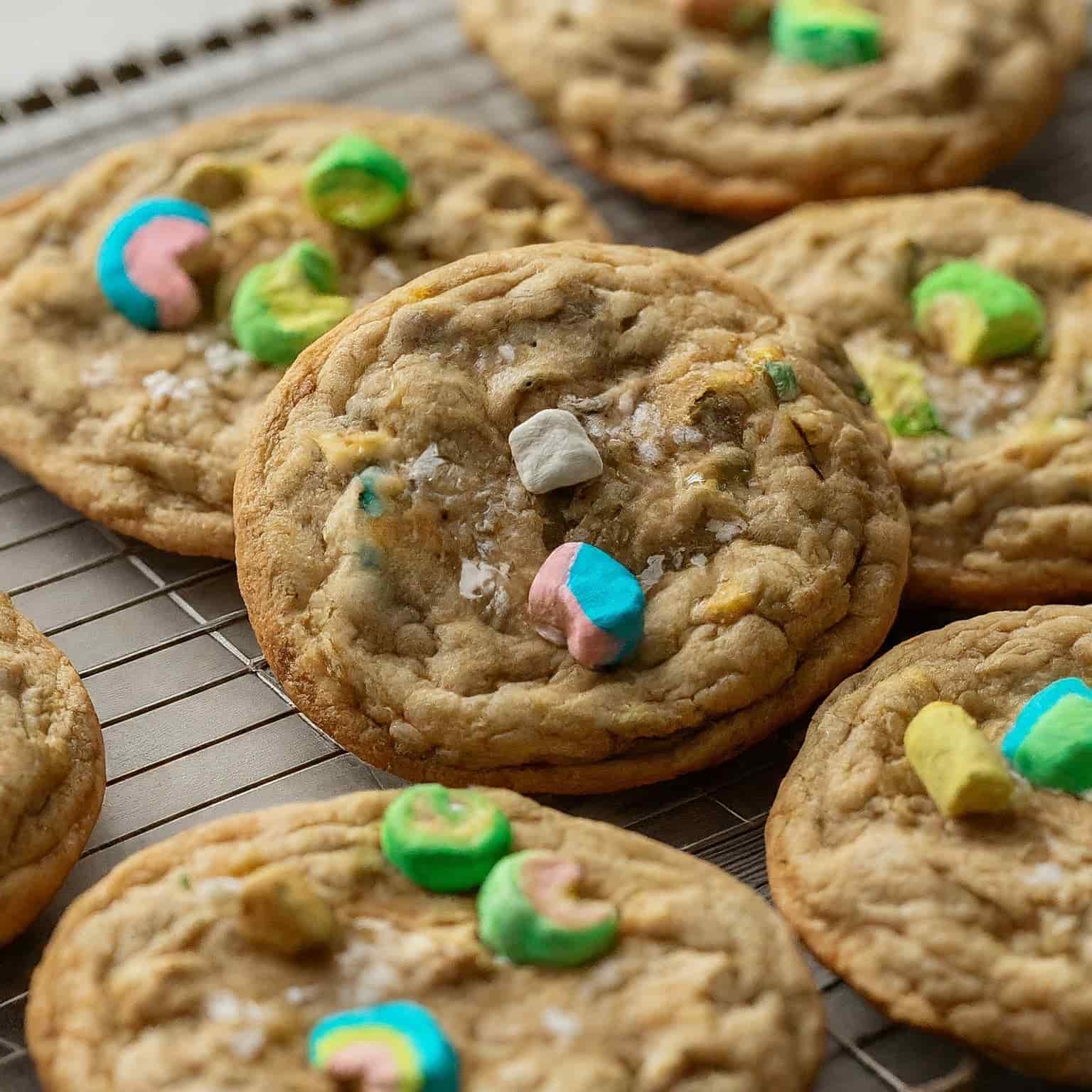 Lucky Charms Cookies on an oven grill