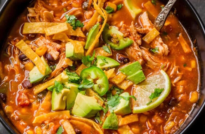 A picture of Chicken Tortilla Soup in a pot
