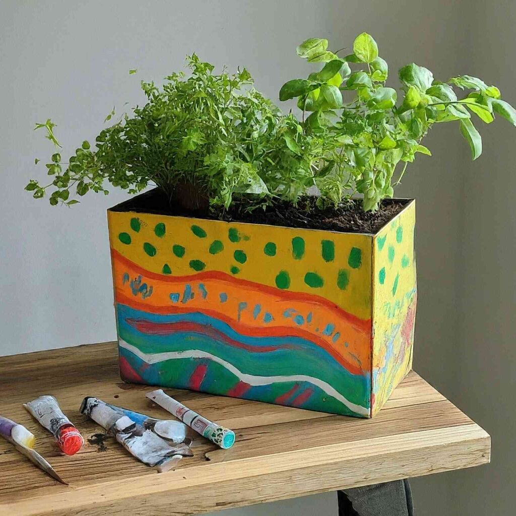 Painted Pasta Box Planter