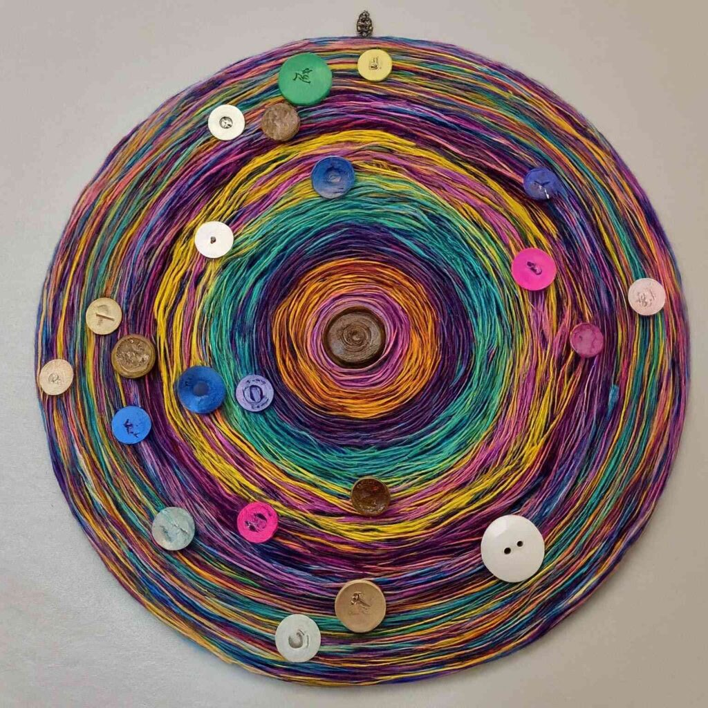 Yarn and Button Wall Hanging