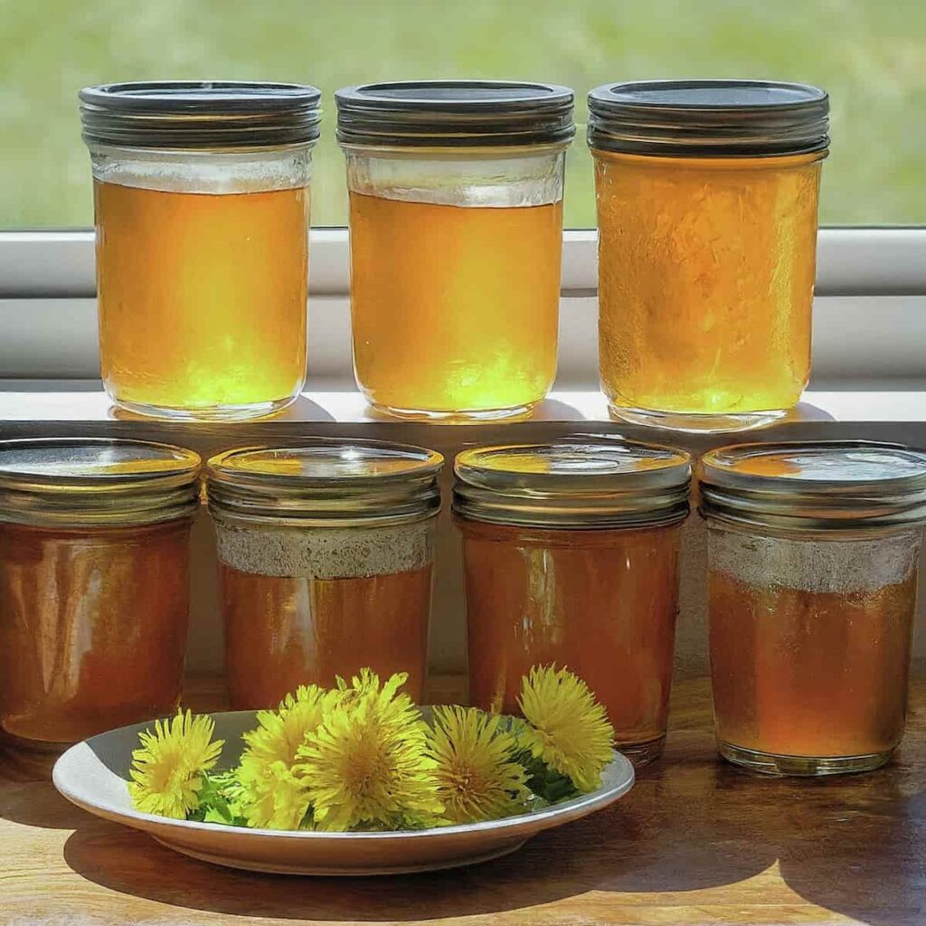 A picture of jars of dandelion jelly