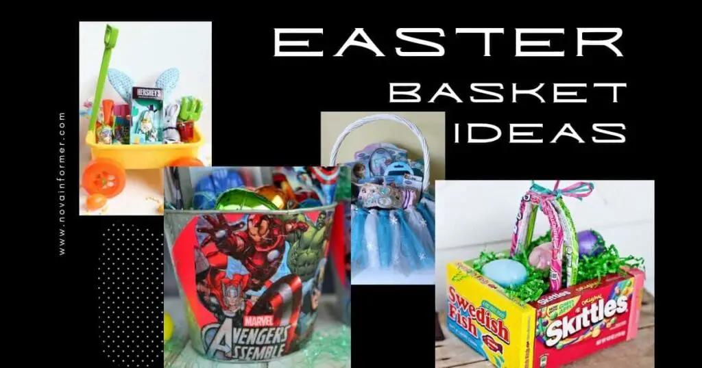 A collage showing different easter basket ideas