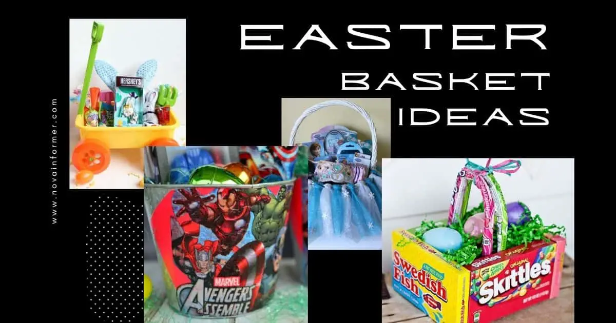 A collage showing different easter basket ideas