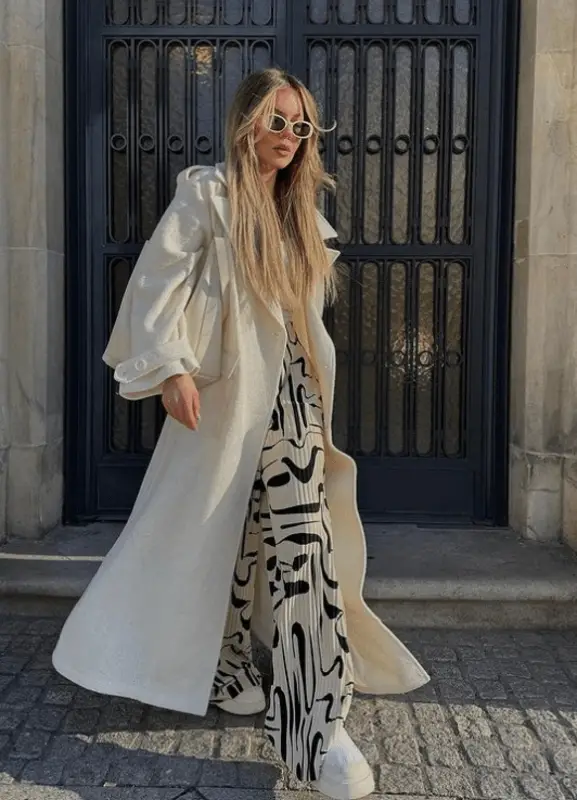 printed wide pants spring outift