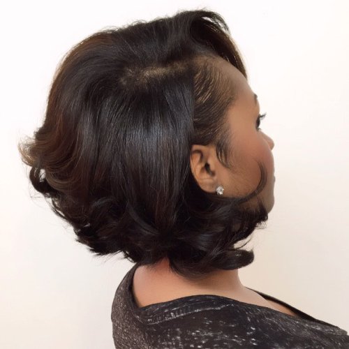 Short Black Bob Hairstyle With Side Bangs