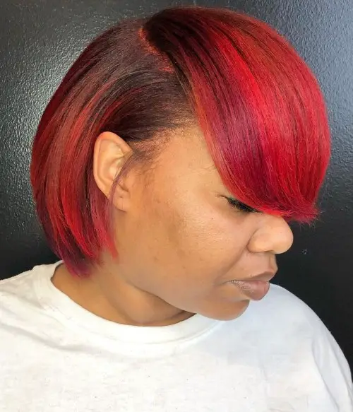 Bright Red Bob with Full Side Fringe