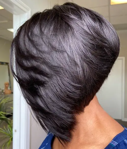 Inverted Bob with Feathered Layers for Black Women