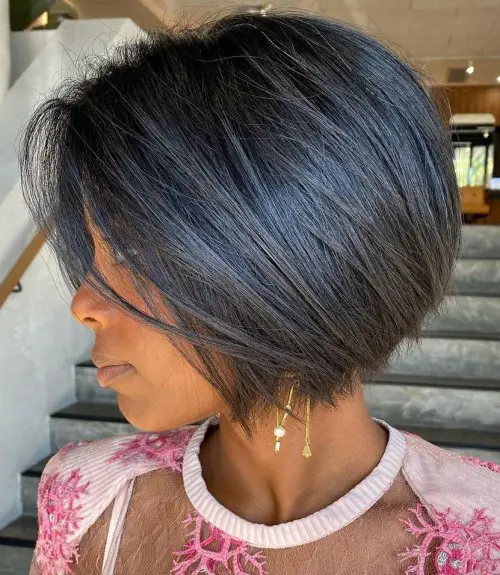 Chin Length Inverted Bob Hairstyle for Black Women