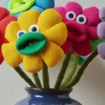 sock puppet flowers in a vase (part of Mother's Day craft)