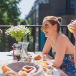 3 women having brunch on Mother's Day.