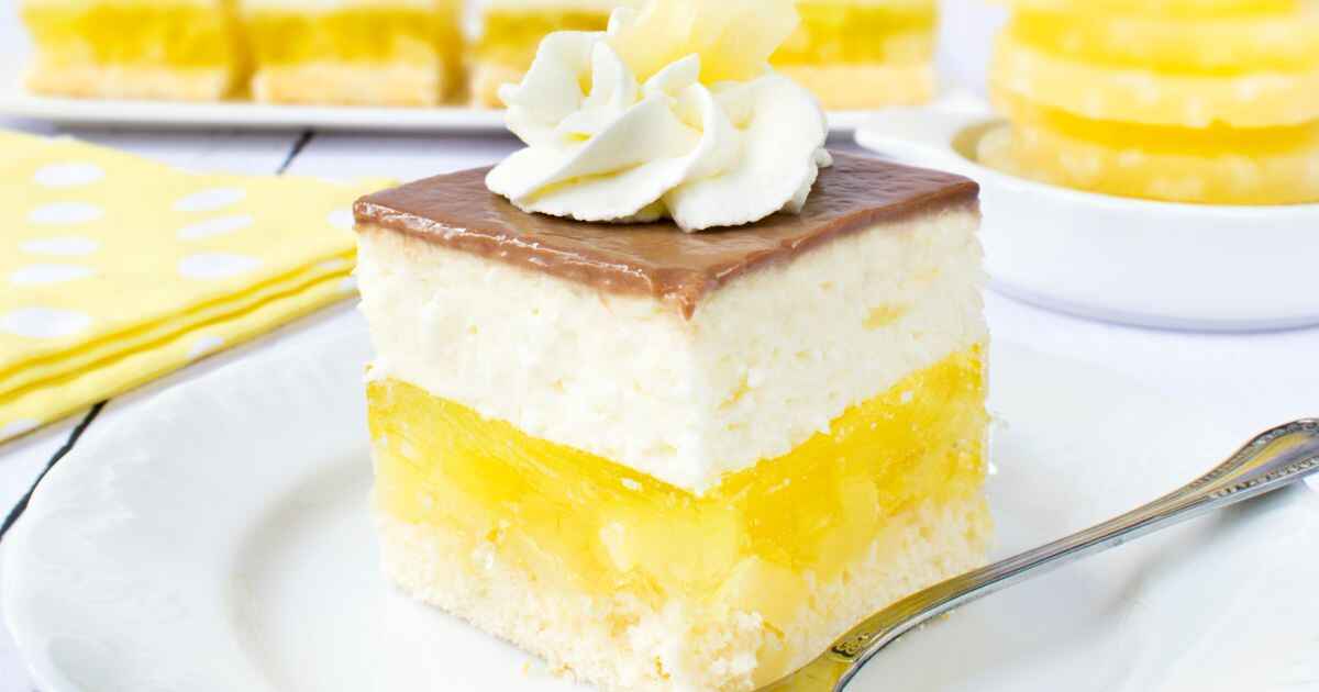 Pina Colada Cake with-jelly and-fluffy coconut pineapple foam