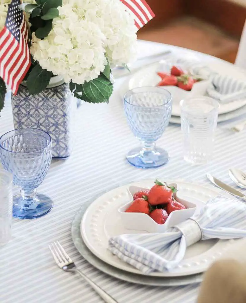 Strawberries and Stars 4th of july table ideas