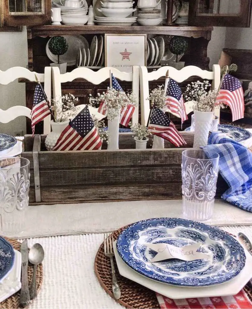 Wood Block Centerpiece 4th of july ideas for table decorations