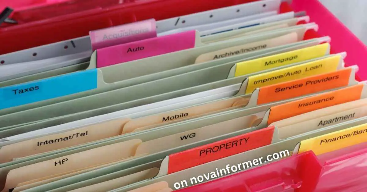 A file cabinet with files dedicated to different financial needs