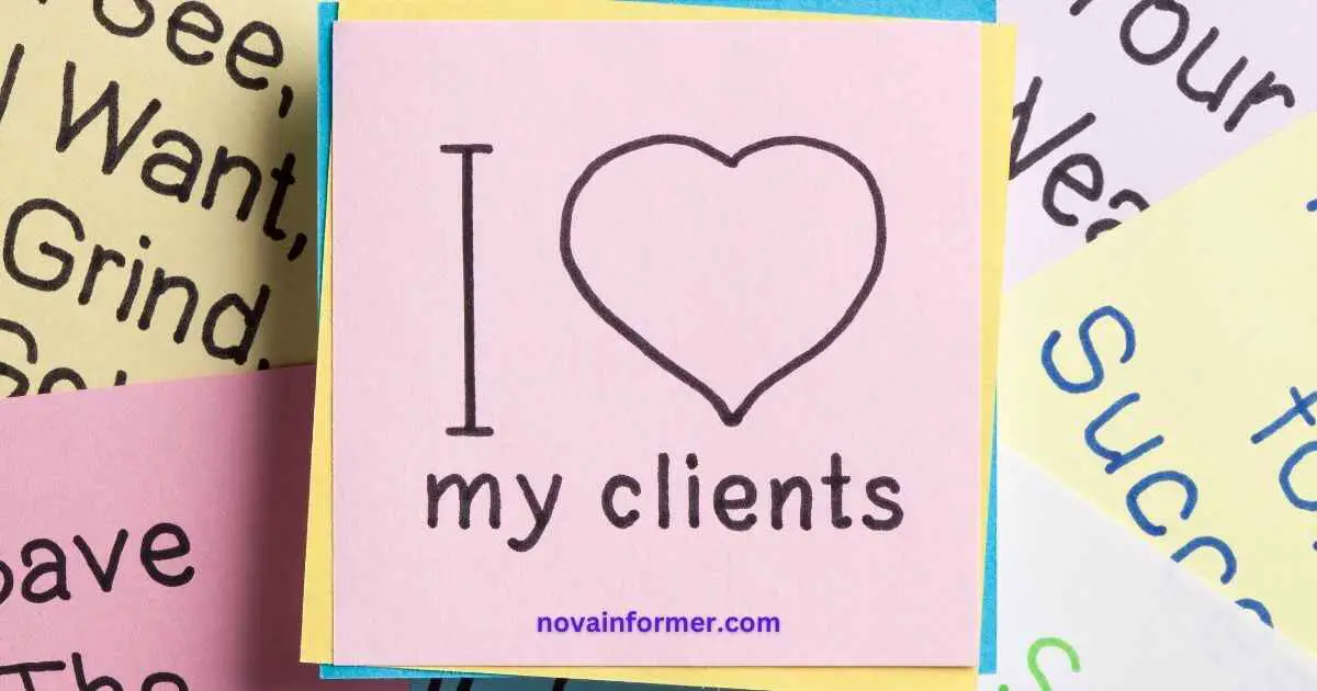 I love my clients written on a pint post-it note