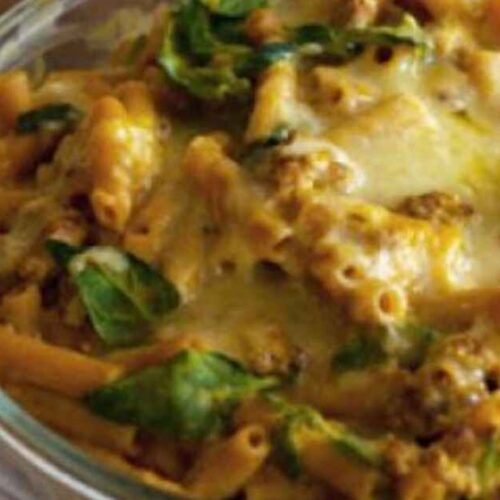 Baked Rigatoni With Spinach Provolone Turkey