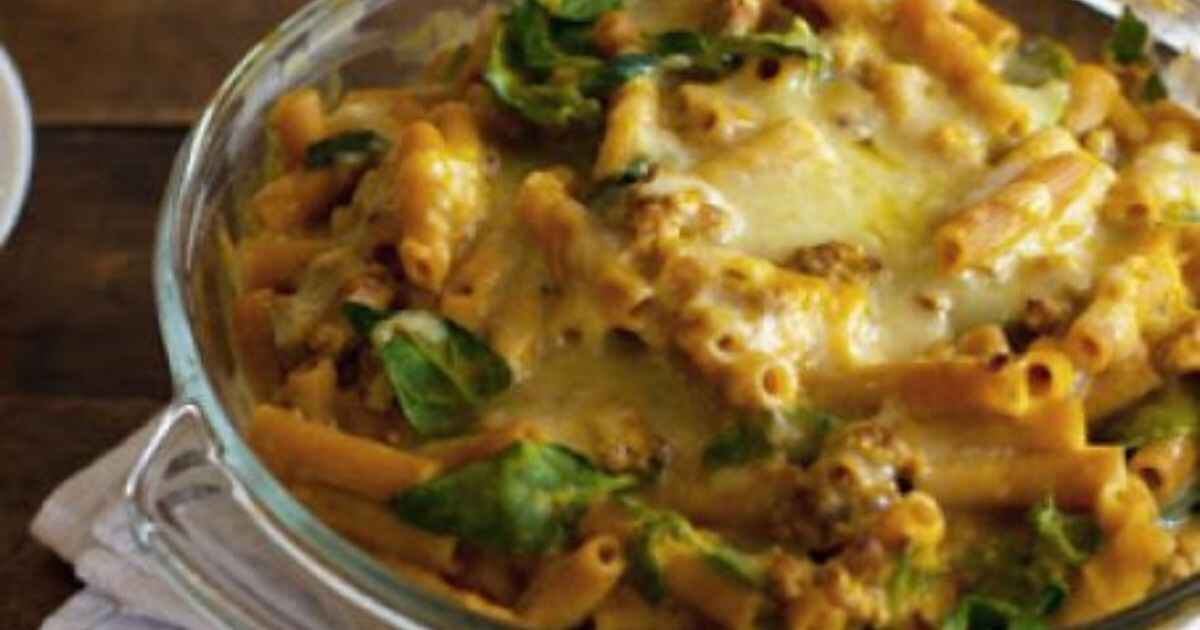 Baked Rigatoni With Spinach Provolone Turkey