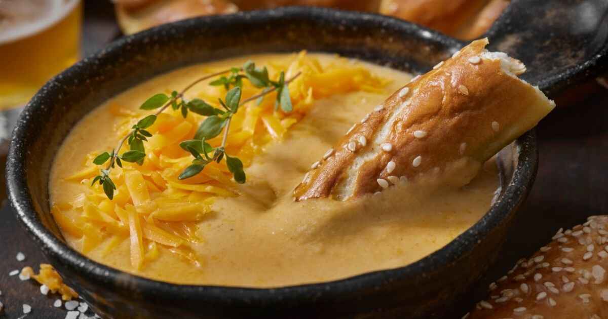 Beer Cheese Soup With Soft Pretzels