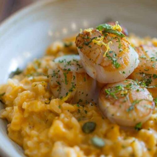 Brown Butter Scallops Parmesan Risotto