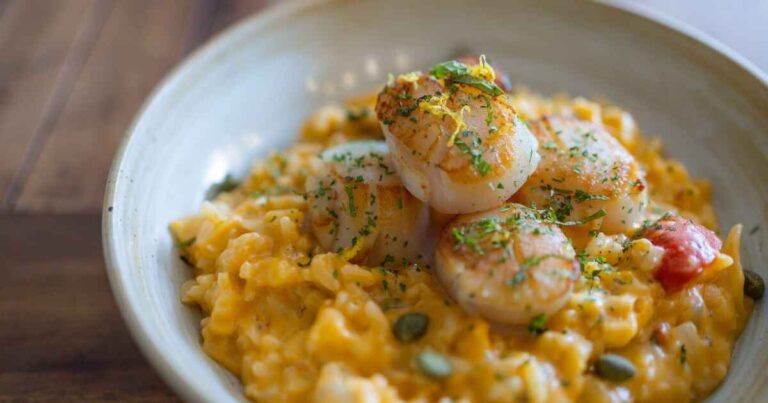 Brown Butter Scallops with Parmesan Risotto Recipe
