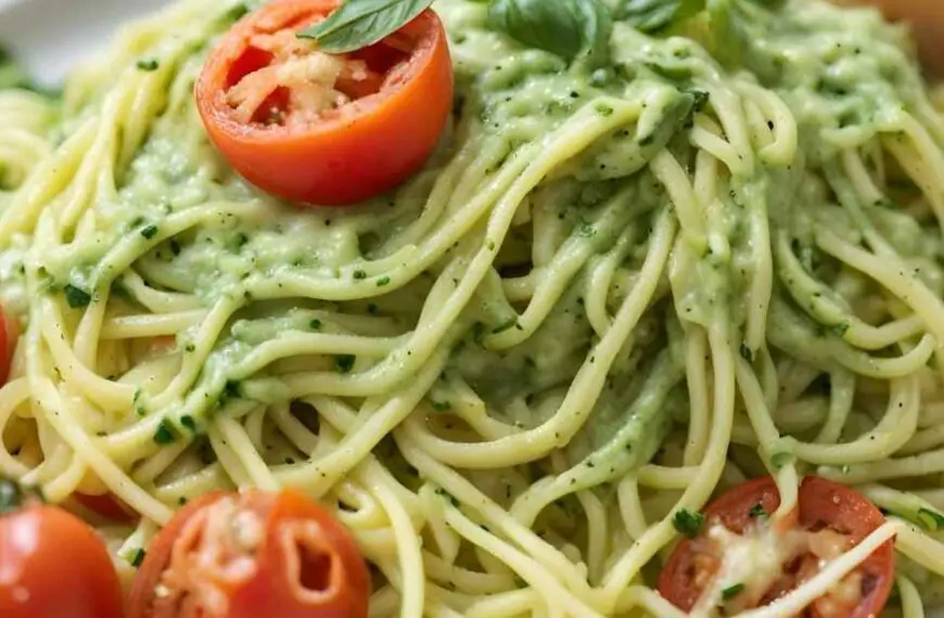 Burst Tomato Zucchini Spaghetti with Avocado Sauce Recipe