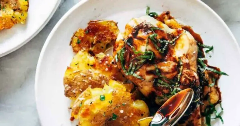 Caprese Chicken with Smashed Potatoes Recipe