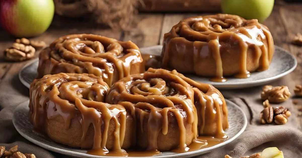 Caramel Rolls With Apples And Walnuts
