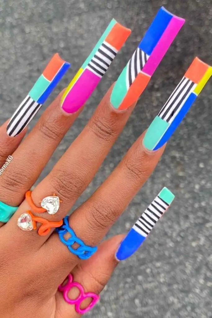 Abstract Summer Vibes Acrylic Nails