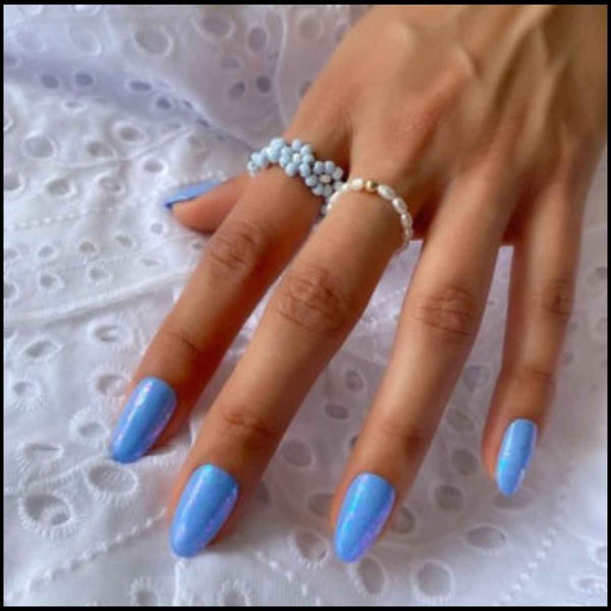 Blue Shimmer Nail Design