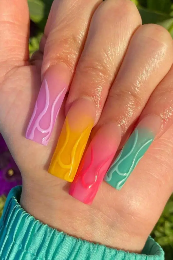 Color Combo Summer Acrylic Nails