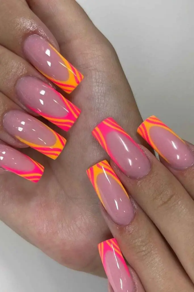 Fiery French Tips Acrylic Nails