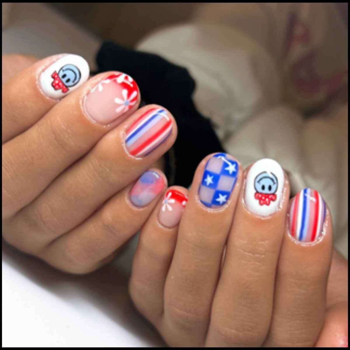 Mismatched Americans Nail Design