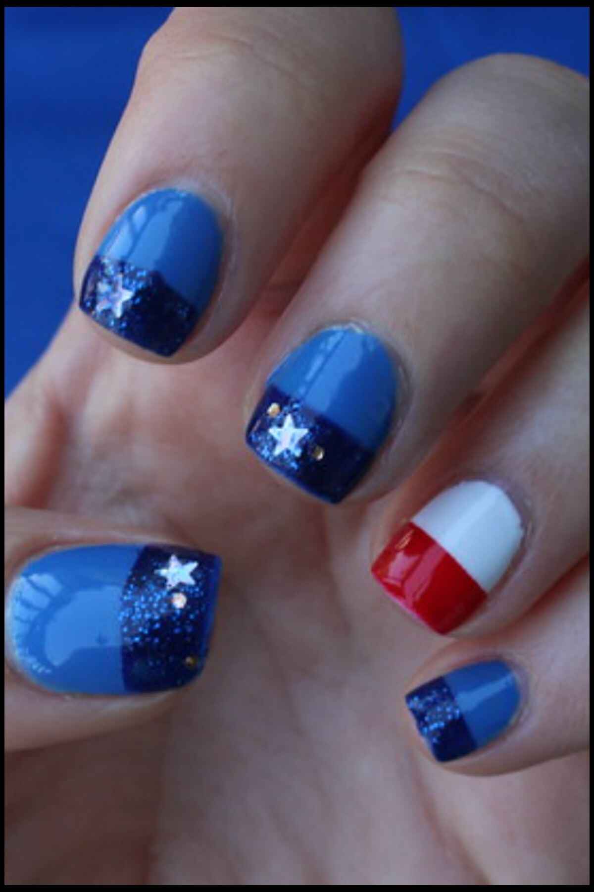 Patriotic French Manicure Nail Design