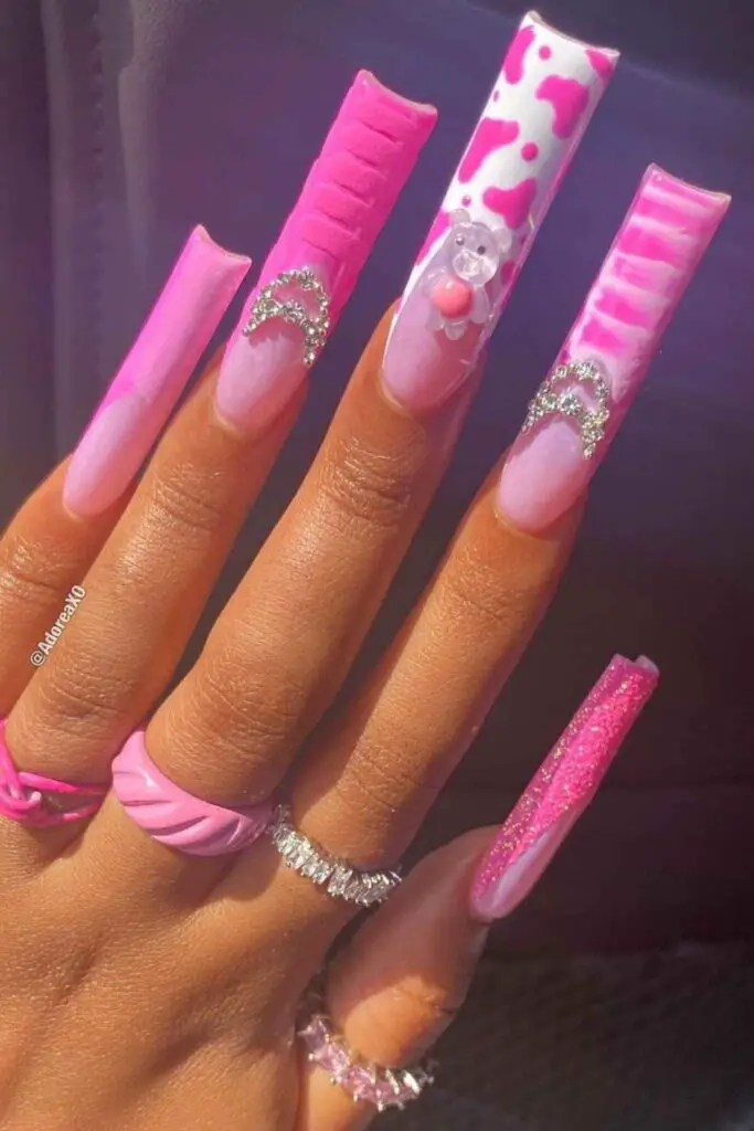 Pink Croc Acrylic Nails