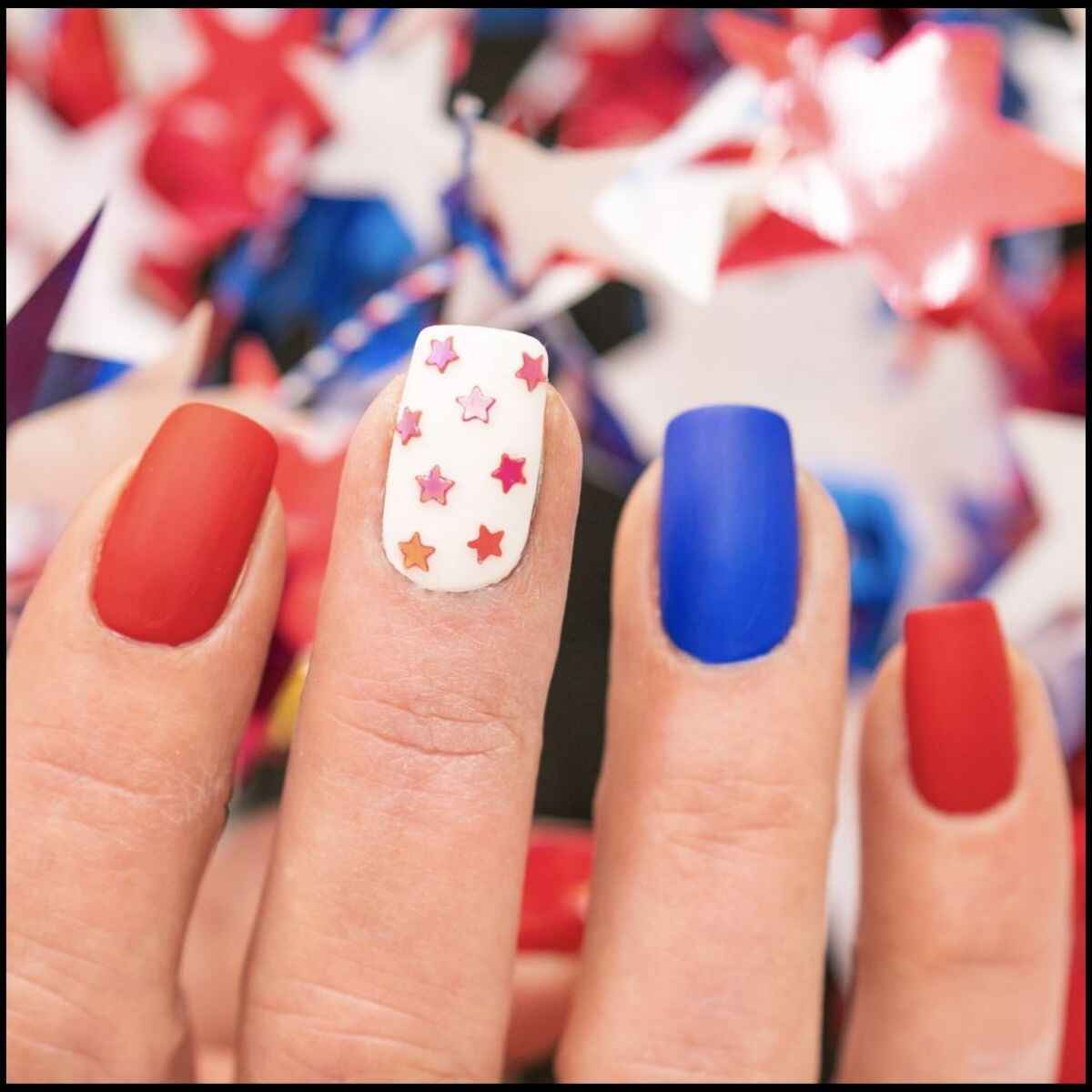 Red Stars Nail Design