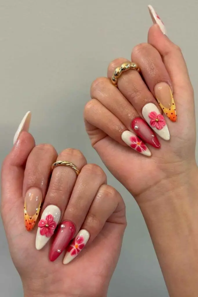 Summer Almond Acrylic Nails