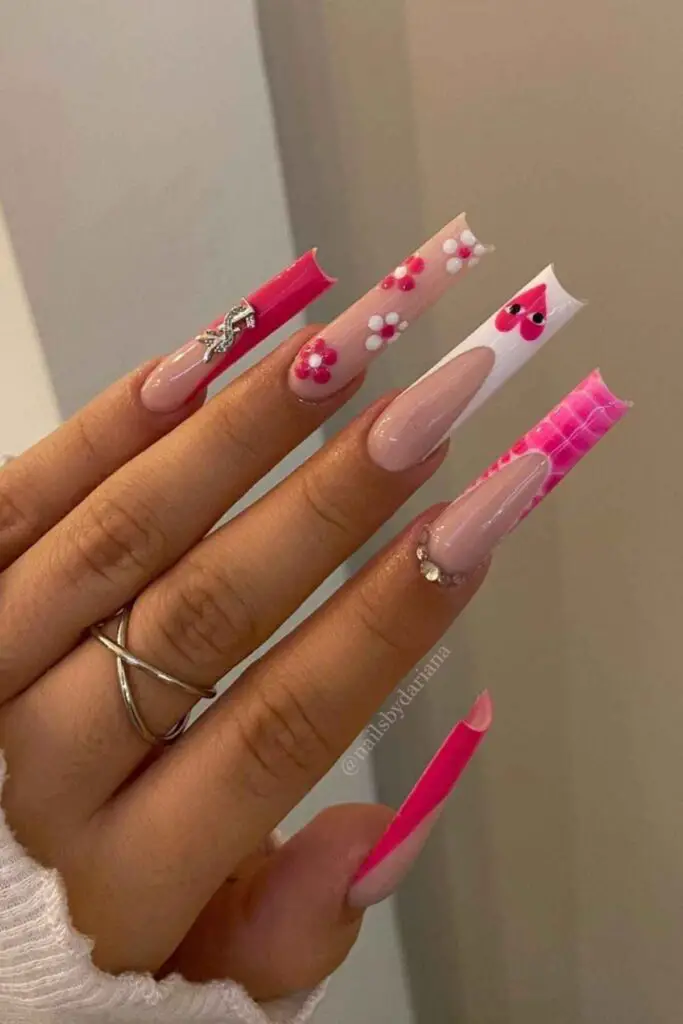 YSL x CDG but Pinked Out Acrylic Nails